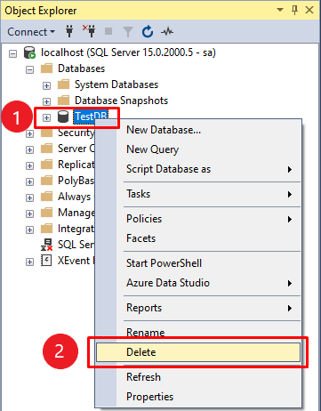 sql server drop database