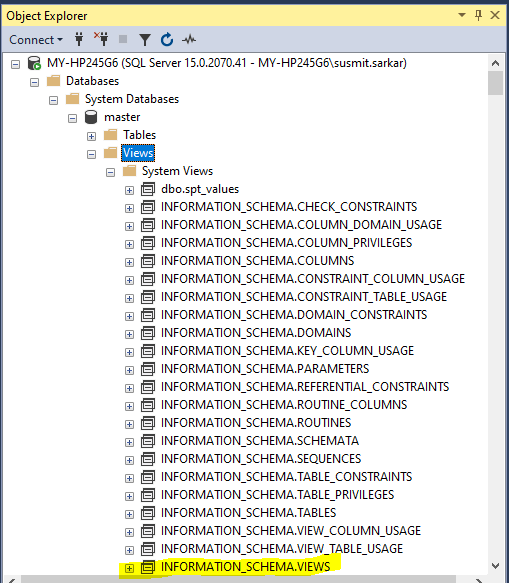 SQL Server List views