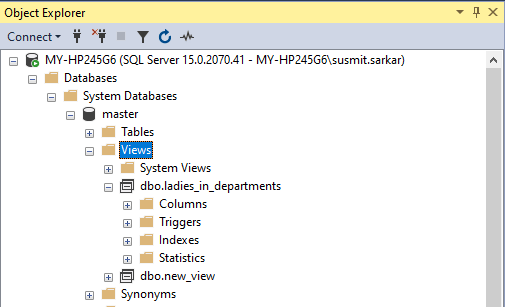 sql server check view