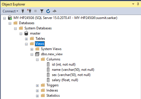 sql server check view