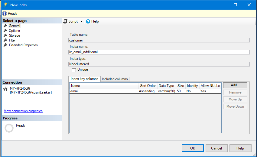 SQL Server Index with Included Columns